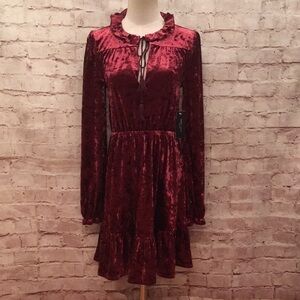 Romeo Juliet Velvet Boho Dress Burgundy NEW Small